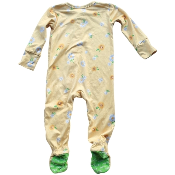 Cozy's One-piece Footless Sleeper Pajama Yellow Flowers Baby Girls 6-12 Months - Picture 2 of 3